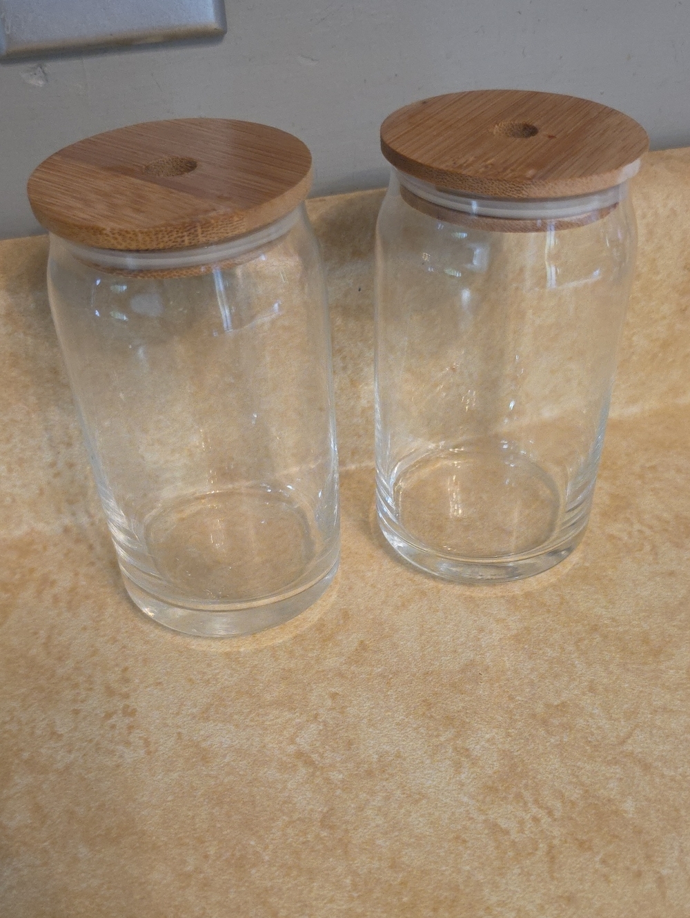 Glass Cups with Bamboo Lids - Set of 2